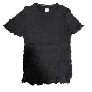 Kimchi Blue Urban Outfitters Black Smocked Baby Tee SZ Small